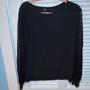 Black Lace Sleeve Top